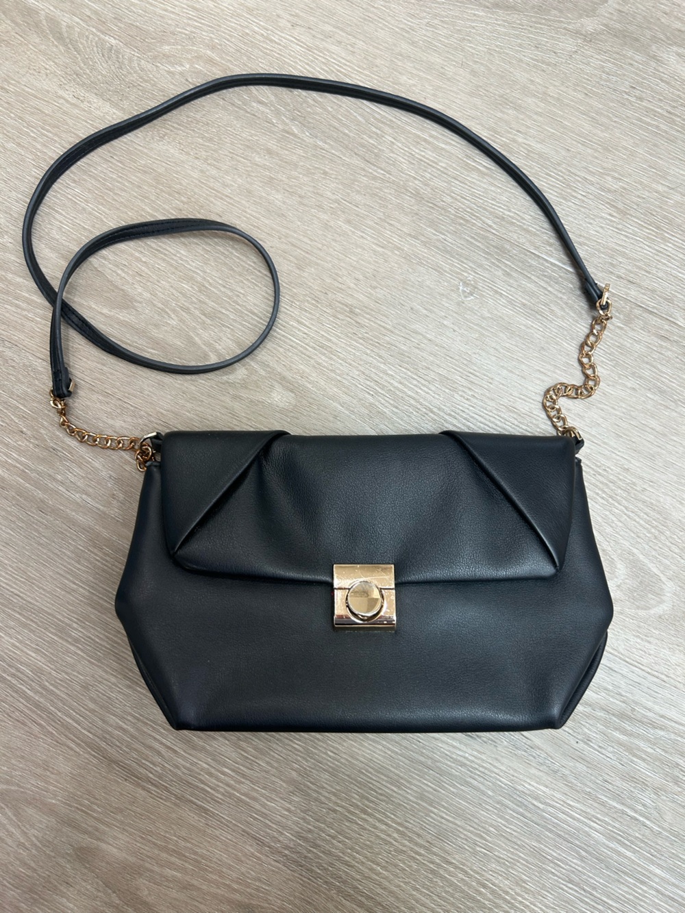 a new day Black Crossbody Bag with Gold Hardware